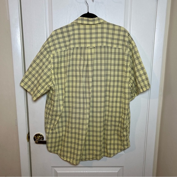 Eddie Bauer Men’s Large Yellow/Gray Checked Short Sleeve Button Down Shirt Tall - Picture 3 of 5
